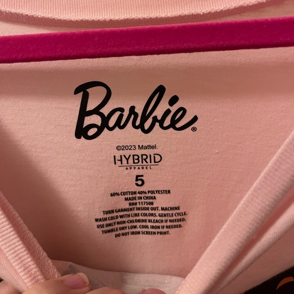 NWT torrid size 5 brunette, bald Barbie Slim Fit Cotton Cinch Tee pink brown - Picture 9 of 12